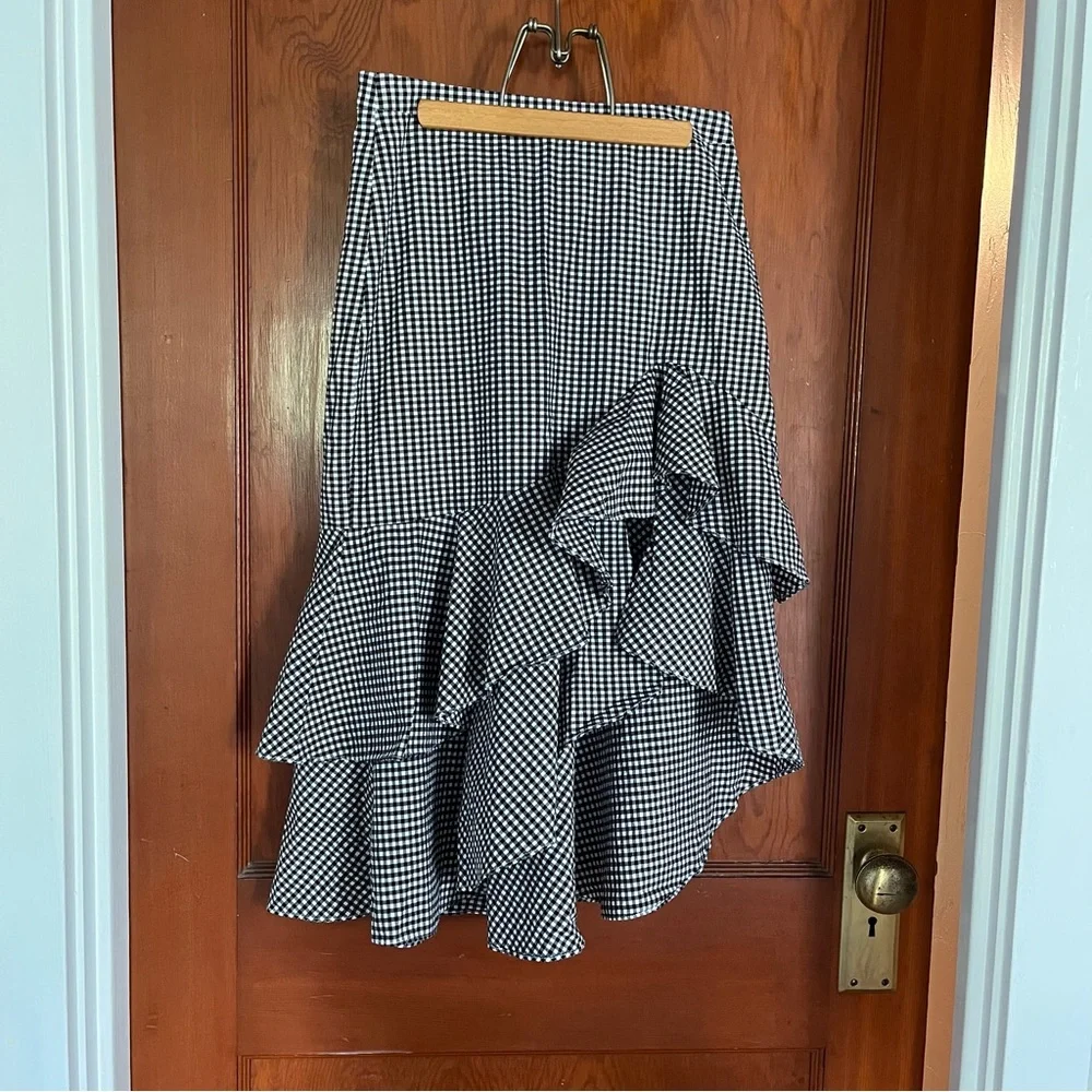 Scripted Gingham Tiered Ruffle Skirt - Picture 2 of 5